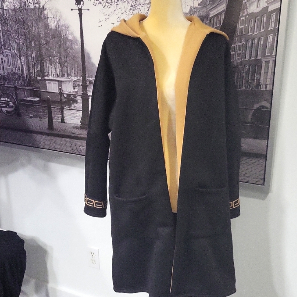 Black and Gold Hooded Coat